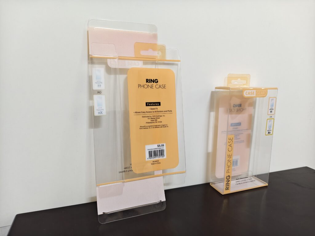 Clear PET phone case packaging box with custom printing