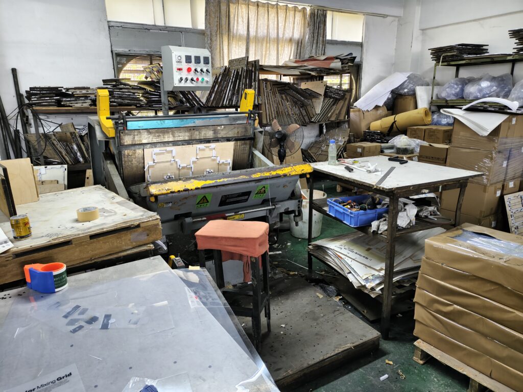 Packaging machine working area in factory