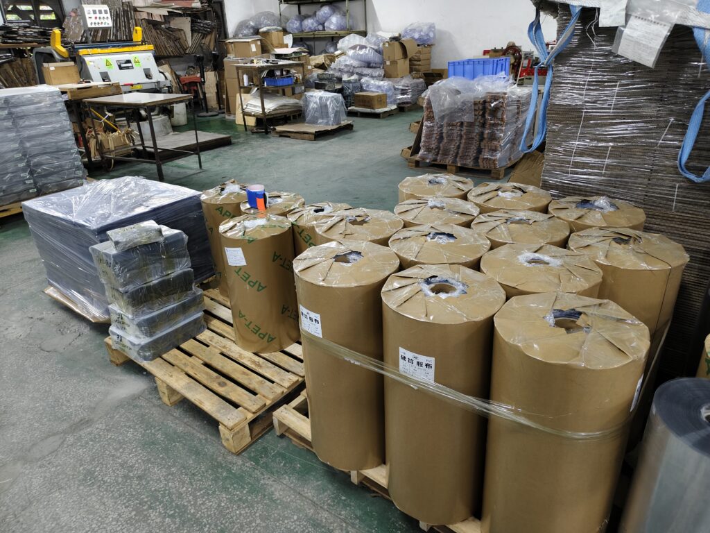 Plastic material storage area in factory