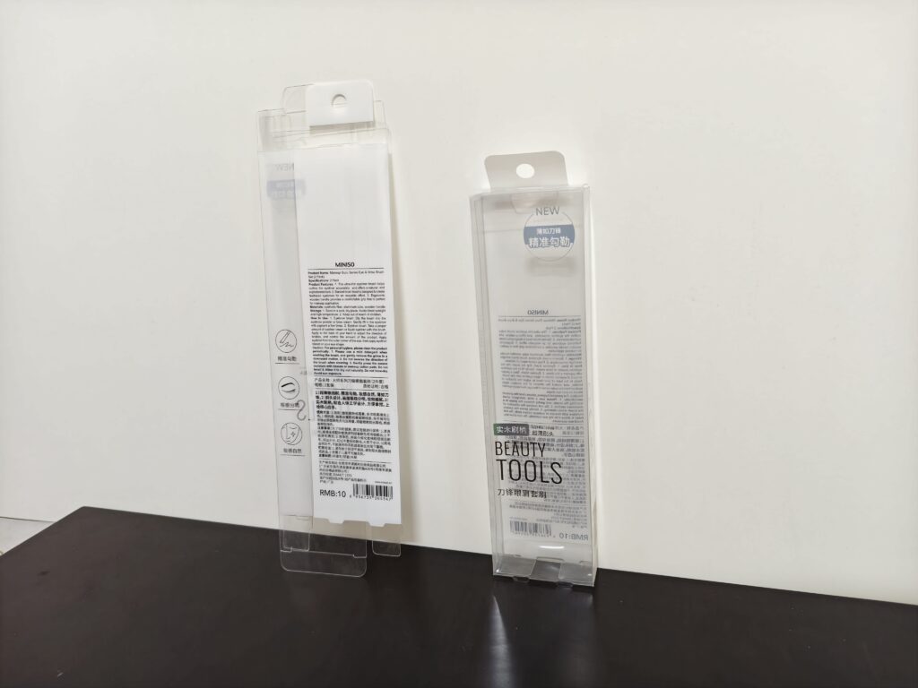 Transparent cosmetic box side view for retail packaging